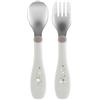 Chicco Posatine Inox, Posate Bambini, Set Pappa, Forchetta e Cucchiaio per Bambini, in Acciaio Inossidabile, Facili da Impugnare, Set Svezzamento Prima Pappa, 2 Pezzi, 18M+, Grigio