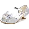 New front YONIER Scarpe con Tacco Ragazza Ballerine Bambina Cerimonia Festa Lustrino Nozze Scarpe da Principessa Eleganti Piatto Singole Ballerina Bimba Cristallo Bling Sandali,Argento,32