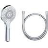 KLUDI-X3 Doccia soffione completo incl. tubo doccia, doccino per doccia a risparmio idrico opzionale con 3 tipi di getto, soffione doccia facile da pulire Ø 11,7 cm, flessibile doccia 1,60 m