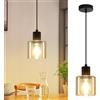 ZMH Lampada a sospensione Tavolo da pranzo Lampada da tavolo da pranzo vintage E27 Lampada a sospensione in vetro nero 1 lampadina Lampada a sospensione retrò per sala da pranzo, senza lampadina