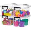Citylife Set di 4 contenitori da 4 l, con coperchio, piccoli, impilabili, trasparenti, piccole parti elastiche, robuste scatole di plastica acquistate per oggetti fai da te, 26 x 16 x 12 cm
