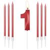 mciskin Candele Rosso 1 per Compleanno - Design 3D Numero 1 per Torta con Set di 6 Candele Lunghe/Sottili, Topper per Torta Rosso per Decorazioni di Compleanno per Ragazza, Decorazioni per 1°