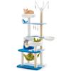 COSTWAY Albero per Gatti a Tema Oceanico, Torre per Gatti con Pali Tiragraffi in Sisal, Cuccia, Piattaforma, Amaca, Piattaforme di Salto e Giocattoli, Albero Tiragraffi per Gatti da Interno