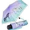 Knirps 4Kids - Ombrello tascabile per bambini, con bordo riflettente, Wild Horses, 90 cm