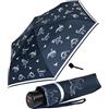 Knirps 4Kids - Ombrello tascabile per bambini, con bordo riflettente, Dinos riflettente All around, 90 cm, Ombrello tascabile apribile