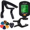MOREYES Accordatore per chitarra cromatica, basso, violino, ukulele, include plettri capotasto e supporto, Capo+Tuner