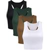 BOAO 4 Canottiere da Donna, Senza Maniche, con Schiena Incrociata, Verde Scuro, Nero, Bianco, Cioccolato, XX-Large