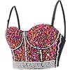 Windsfinr Bustino da donna con paillettes crop top club party cosplay reggiseno crop top strass dismonds perle corsetto bustier glitter strass corsetto reggiseno club party concerto scintillante bejeweled