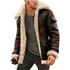 VaiKanhai Giacca in pelle da uomo, in vera pelle di agnello, da uomo, da montagna, invernale, con cappuccio, giacca softshell per il tempo libero, giacca invernale, caffè, XL