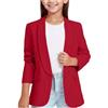 DonDown Cappotto da ragazza blazer, elegante, tinta unita, con risvolto, a maniche lunghe, per bambini, ragazze, cardigan, ufficio, blazer primavera, autunno, business, giacca blazer, Colore: rosso,
