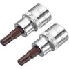 QUARKZMAN 3/8 Attacco x T35 Chiave a Bussola Bit Torx, Punte in Acciaio S2, Bussola in CR-V Lunghezza 2 (Solo per Uso Manuale) 2pz