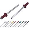 Marcopol Confezione da 100 rivetti ciechi verniciati, 3,2 x 8 mm, testa a cupola, DIN 7337, rivetti in alluminio e mandrino in acciaio, rivetti pop (100, rosso vino RAL 3005)