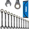 ENEACRO Set di chiavi combinate a cricchetto da 12 pezzi, set di chiavi antiscivolo, metriche da 6 a 19 mm, 72 denti, struttura in Cr-V, nichelatura con borsa di stoccaggio