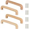 SWAWIS 4 Pezzi Pomelli Maniglia per Mobili Moderni in Legno, 128mm Pomelli Cassetti per Mobili Cucina con Viti, Arcuato Maniglie per Mobili da Cucina Faggio per Armadi Cassetti Mobili Cucine
