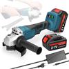 Weytoll Smerigliatrice angolare 125 mm, smerigliatrice angolare con motore brushless 21 V con 2 batterie per tagliare lucidare piastrelle di ceramica legno pietra acciaio