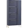 Schildmeyer Scarpiera, materiale legno, acciaio, metallo, blu notte/oro, 88,4 x 30 x 174,2 cm