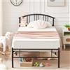 VECELO Telaio per letto 90 x 190 cm, letto singolo in metallo, non serve rete, montaggio semplice, grande spazio in listelli, nero