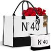 CoCoCherry Regalo per il 40° compleanno da donna, divertente borsa tote in tela con borsa per il trucco, borsa combinata idee per il 40° compleanno, elegante borsa ° 40 EST.1985, Compleanno 1985, one