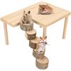HERCHR 29 x 20 x 15,5 cm / 11,4 x 7,9 x 6,1 pollici Piattaforma Paesaggistica arrampicata criceto in legno per porcellini d'India Piccolo animale da compagnia Parco giochi con scala rotonda