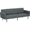 HOMCOM Divano Letto 3 Posti 2 in 1 Clic Clac Reclinabile con Braccioli, Divano 3 Posti Imbottito Trasformabile in Tessuto e Legno per Soggiorno e Salotto, 200x77x72 cm, Grigio