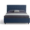 EVERGREENWEB MATERASSI & BEDS EVERGREENWEB Letto Matrimoniale con CONTENITORE Apertura Idraulica Salvaspazio, Testiera in Tessuto Blu Imbottita, Moderna Struttura RINFORZATA Facile da Montare, Rete a Doghe in Legno 160x190 VENEZIA