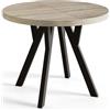 AlpiMeble Tavolo rotondo per sala da pranzo OVO, tavolo allungabile diametro 110 cm a 210 cm, tavolo soggiorno colore: Sonoma con gambe in legno di colore nero