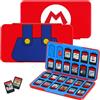 Gekufa Custodia per schede di Gioco Nintendo Switch, con 24 slot per schede di gioco e 24 slot per schede Micro SD, compatibile con Nintendo Switch OLED/Switch/Switch Lite, Mario Rosso