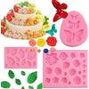 scalingscal 3 Pezzi Stampi in Silicone Stampi Del Fiore Foglie Stampo Farfalle Stampo da Forno in Silicone Stampi per Fondente Torta Fiori Strumento di Decorazione di Cottura Cioccolato Caramelle