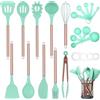 Arquiel Utensili Da Cucina Silicone, 22 Pezzi Set Mestoli Cucina, Set Di Spatole Per La Resistenza Al Calore, Set Utensili Cucina Per Padella Antiaderente (Verde)