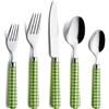 ANNOVA Silverware Set 20 Pieces Stainless Steel Cutlery Color Handle Flatware (20 Pieces, Green)