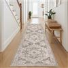 HUGEAR Tappeto runner 60 x 240 cm vintage corridoio lungo tappeto cucina interna camera da letto medaglione marrone lavabile tradizionale retrò accento tappeto antiscivolo invecchiato ufficio sala da