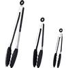 DAILY KISN Set di pinze da cucina in silicone da 18 cm + 23 cm + 30 cm, pinze da cucina con punte in silicone e manico in acciaio inossidabile, pinze per grigliare, barbecue, buffet (Neror)