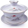 YXHUPOT Gaiwan - Tazza da tè Sancai in porcellana bianca, grande, con coperchio e coperchio (255 ml, media)