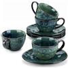 vancasso Starry Set da caffè Servizi da caffè 8 Pezzi con 4 Tazzine 4 Piattini per 4 Persone Servizio di Tazze da caffè in Porcellana Colore Vintage Verde