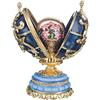 danila-souvenirs Uovo in Stile Fabergé Fiori di Primavera con Cesto di Fiori 8,5 cm Blu