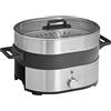 WMF Lono Hot Pot & Steamer elettrico 3,6 l, fonduta cinese per 6 persone, vapore elettrico, vapore per Dim Sum, Bao, cestello di cottura, 1700 W, acciaio inox opaco