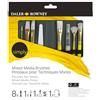 Daler Rowney Daler-Rowney Simply Pennelli Mix Media, Assortimento di capelli sintetici, manico corto, astuccio con cerniera, assortimento di 10 pennelli