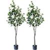 Zstar 180 cm, albero di camelia artificiale, 2 pezzi, grandi piante artificiali in vaso con fiori per decorazione di interni, grandi piante realistiche, decorazione per casa, soggiorno, ufficio,