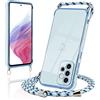 Micoden Collana per cellulare compatibile con Samsung Galaxy A53 5G Ultra Sottile Protezione per fotocamera Cuore Love Design Galvanik TPU Silicone Bumper Cordoncino da appendere Custodia con nastro,