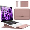 Hinnwer 15 15,6 16,1 Pollici Custodie per PC Portatile Borsa Funzione Stand per MacBook Air 13 M3/M2/M1 A3113 A2681 A2337, MacBook Pro 14 M4/M4 Pro/M4 Max A3112 A3401 A3185 A2992 A2918 A2779 Oro Rosa