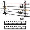 MEYAGOT Set di 2 supporti per canna da pesca, orizzontali, da parete, multifunzione, per 6 canne, nero, ferro, 2 cm x 1 cm x 2 cm, attrezzatura da pesca, stecche da biliardo, articoli lunghi