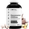 HIVITAL foods Glucomannano 4500 mg. 240 capsule vegane per 1,5 mesi di trattamento. Glucomannano da fibra vegetale di radice di Konjac con Cromo e Vitamina B3. Prodotto in Europa da HIVITAL
