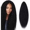 hair beauty Brazilian Curly Hair Boho - extension per trecce a crochet capelli dall' aspetto naturale - Kanekalon Premium 600 grammi divisi in 5 pezzi + cuffia da notte in raso in omaggio (1B, 60cm 24)