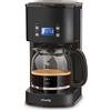 H.Koenig Caffettiera per caffé americano programmabile, filtro in acciaio inox, 1,5L(12 tazze) MG32, caraffa in vetro graduato, sistema antigoccia, mantenimento in caldo, stop automatico, nero, 1000 W