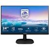 PHILIPS 243V7QJABF Monitor 24 LED IPS FHD, 4 ms, 3 Side Frameless, Low Blue, Flicker Free, HDMI, Display Port, VGA, Casse Integrate, Attacco VESA, Nero