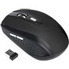 Brussels08 Mouse ergonomico wireless 2,4 G, mouse ottico portatile per computer portatile con ricevitore USB, mouse da gioco wireless, 1200 dpi, 6 pulsanti per notebook, PC, laptop, computer, nero