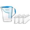 PearlCo filtro dell'acqua standard con12 cartucce filtranti (compatibili con Brita Classic) Hellblau