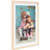 PHOTOLINI 3D cornice 50x70 cm naturale, profonda con vetro e passe-partout, cornice per oggetti fino a 1,5 cm di profondità, legno MDF - perfetta per il fai da te e come regalo