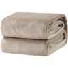 Corredocasa Plaid Invernale in Caldo e Morbido Pile con Retro ad Effetto Agnellato per Letto e Divano Tinta Unita (Beige, 200x220)