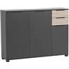 Schildmeyer Alexa - Scarpiera in legno derivato, stile pannello fonoassorbente, 141,9 x 35,0 x 105,5 cm, nero opaco